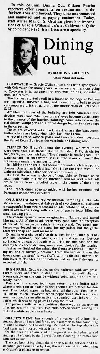Grace OShanahans - Mar 16 1978 Article